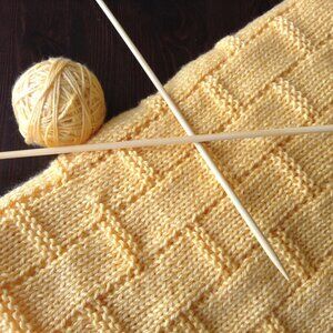 Hand Knit Baby Blanket in Sunshine Yellow